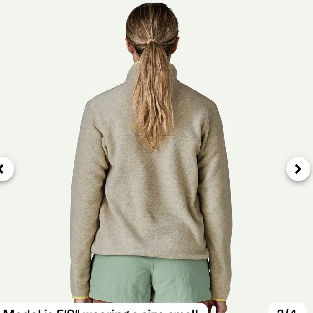 Patagonia Oatmeal Heather Fleece Pullover with Yellow Accents - Picture 2 of 7